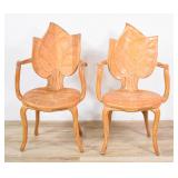 Pr of Bartolozzi & Maioli Carved Wood Leaf Chairs