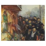 Chavski O/C Board Crowd of Men in Jewish Attire