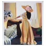 Susan Rios Screenprint Woman in Yellow Looking