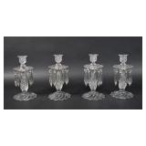 Two Pairs of Cut Glass Lustre Candlesticks
