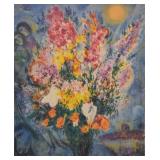 After Marc Chagall Lithograph Blue Bouquet