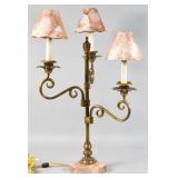 Three-Light Candelabra Lamp w/ MOP Shell Inlay