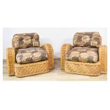 Pr of Wicker Club Chairs Attr to Jay Spectre