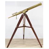 19th Century Brass Refracting Telescope on Mahog.
