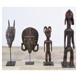 4 African Tribal Style Carved Wood Figures