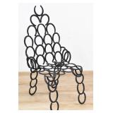 Folk Art Welded Iron Horseshoe Chair