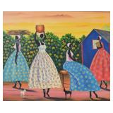 Alex Garcia Oil on Canvas Haitian Folk Scene
