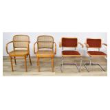 Grp 4 MCM Chairs Incl Caned Bentwood & Cesca Style