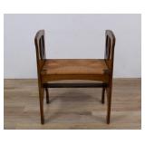 Arts & Crafts Quartersawn Oak Hall Bench w/ Rush