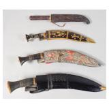 Group of 4 Kukri & Utility Knives