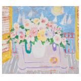 Tircso Oil on Canvas Still Life with Flowers