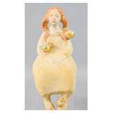 Margaret Wozniak Ceramic Seated Angel with Birds