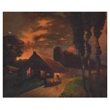 Ficarra Oil on Canvas Nocturnal Landscape