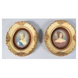 Pair of Miniature Portraits in Giltwood Frames
