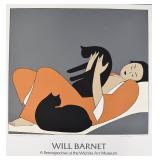 Will Barnet Signed Exhib. Poster Woman & Two Cats