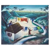 Bourmand Byron Oil on Masonite Haitian Folk Lndscp