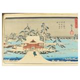 Utagawa Hiroshige Woodblk Snow Scene of Benzaiten