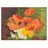 Oil on Canvas Still Life with Poppies