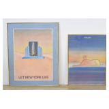 2 Framed Jean-Michel Folon Exhibition Posters