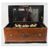 Ant. Cylinder Music Box w/ Three Fig Automaton &