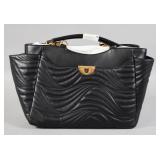 Ferragamo Black Quilted Leather Gancini Tote Bag