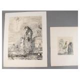 Vincent Capraro Pair of Etchings