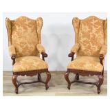 Pair of Queen Anne Style Wingback Armchairs