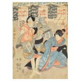 Utagawa Kuniyoshi Edo Woodblk Print Kabuki Scene