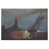 M. Adams Oil on Canvas Maritime Scene