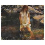 Richard Segalman Pastel Woman Wading in a Stream