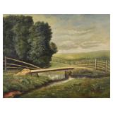 Signed Oil on Canvas Rural Landscape with...