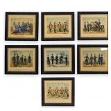 Group of 7 German Military Uniform Hand-Colored...