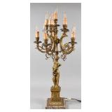 Ten-Light Gilt Metal and Marble Figural...