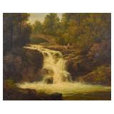 Hudson River School Oil on Canvas Waterfall,...