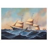 Jerome Howes Acrylic on Board Ship Portrait of...