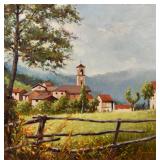 Renato Aime Oil on Board Village Landscape