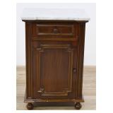 Victorian Style Mahogany Veneer Marble Top Half...