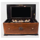 Large Antique Cylinder Music Box with Three...