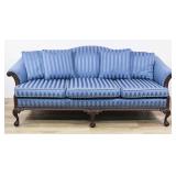 Chippendale Style Three Seat Sofa with Striped...