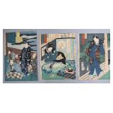 Group of 3 Japanese Woodblocks by Utagawa...
