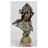 Emmanuel Villanis Art Nouveau Bronze Bust Iris