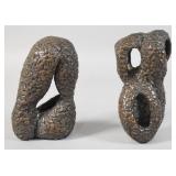 Pair of Modernist Bronze Biomorphic Sculptures