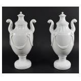 A Pair of Neoclassical Style White Glazed...