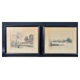 E. Pearle Pair of Etchings Spring and Early Summer