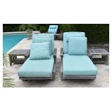 Pair of Giati Teak Loungers W/ Pair Barlow Tyrie