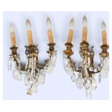 A Pair of French Style Bronze and Crystal...