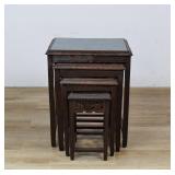 Set of 4 Chinese Carved Wood Nesting Tables...