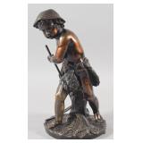 Eugene Laurent Bronze Sculpture Boy Mowing Wheat