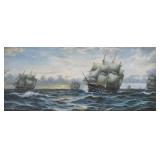 J. Clark Oil on Board Maritime Scene with...