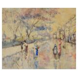 Humberto Mujica Oil on Canvas City Street Scene